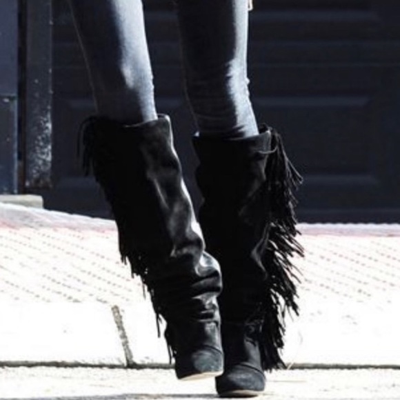 ✨LAST ONE!Paris France! Absolutely Fabulous Black Cowboy western Fringe Boots - Picture 8 of 8